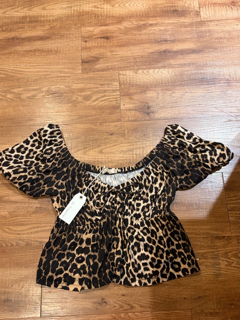 By Together Leopard-Print Off-Shoulder Top in Tan & Black